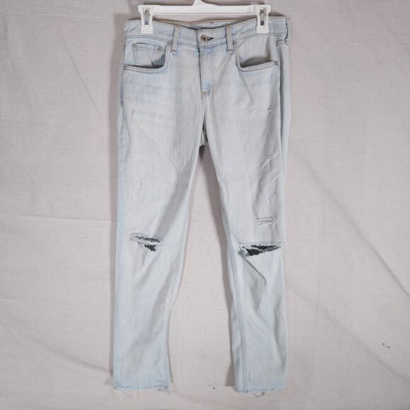Rag & Bone Womens Low Rise Slim Boyfriend Jeans 26 Light Wash Distressed Raw Hem - Picture 1 of 16